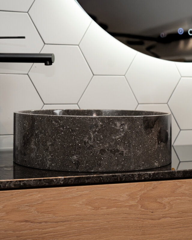 Loutro Bathroomware Afdekbladen | Marmer | Glans Antraciet | Op Maat
