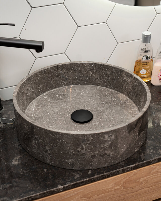 Loutro Bathroomware Afdekbladen | Marmer | Glans Antraciet | Op Maat