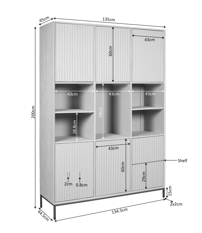 Starfurn Vakkenkast Madison XL Bruin| 135 cm
