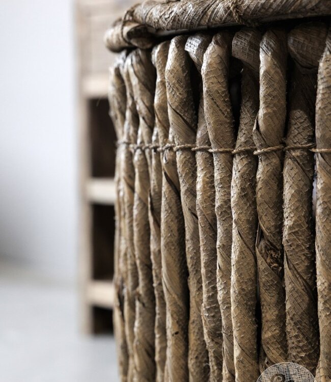 Be-Uniq Wasmand Met Deksel Rotan Riet H60xB45xD45 Cm