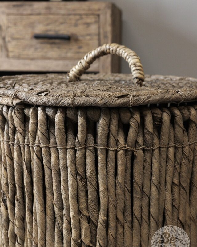 Be-Uniq Wasmand Met Deksel Rotan Riet H60xB45xD45 Cm