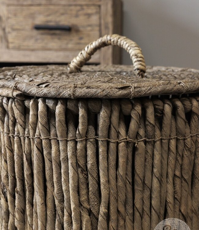 Be-Uniq Wasmand Met Deksel Rotan Riet H60xB45xD45 Cm