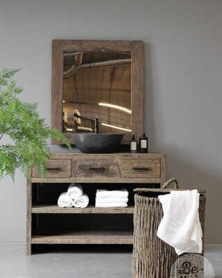 Be-Uniq Wasmand Met Deksel Rotan Riet H60xB45xD45 Cm