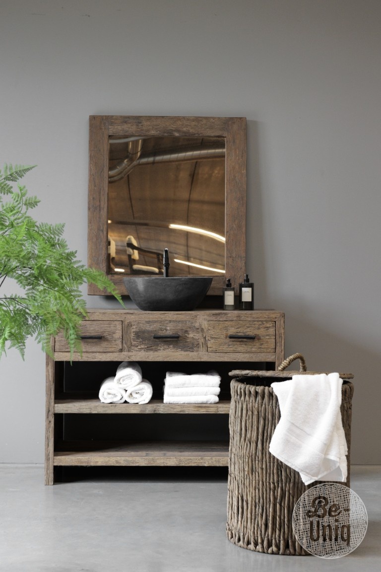 Be-Uniq Wasmand Met Deksel Rotan Riet H60xB45xD45 Cm