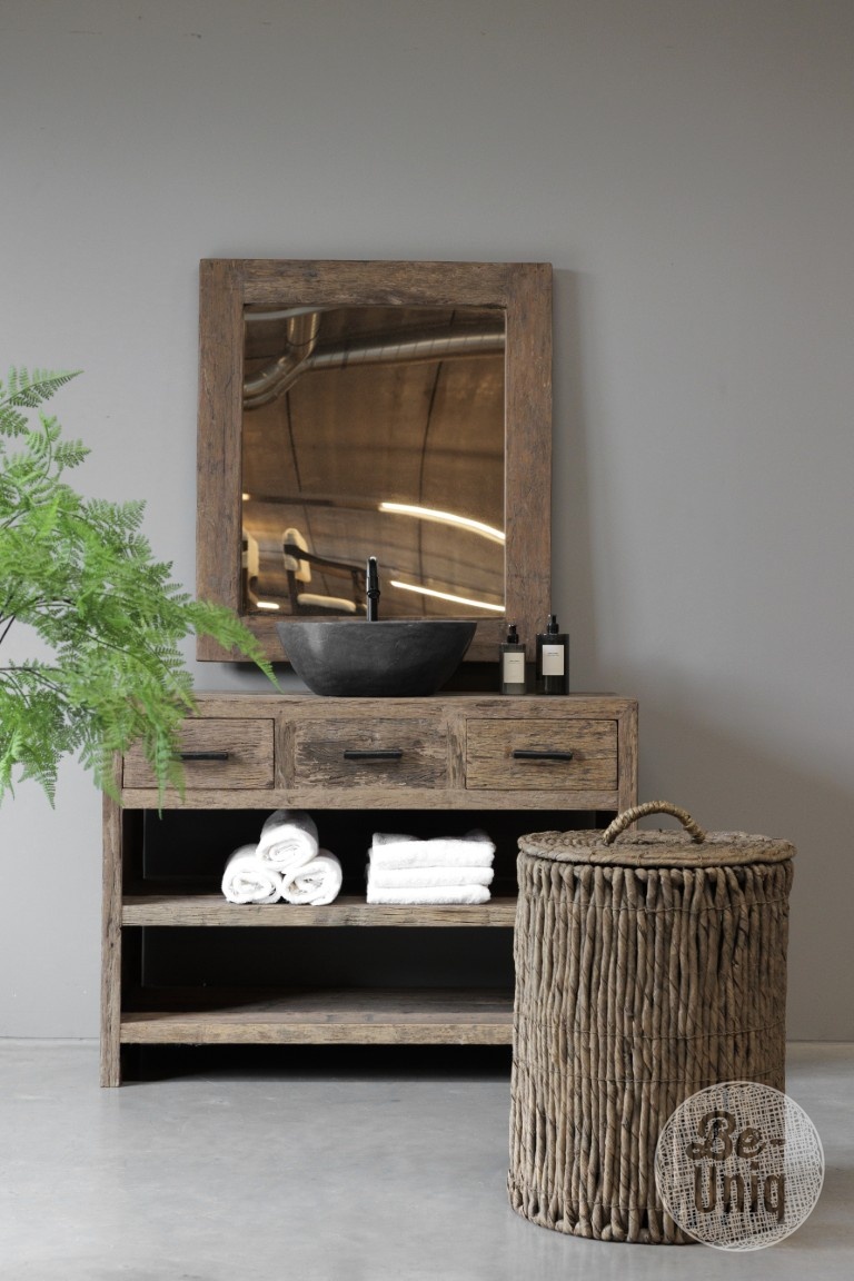Be-Uniq Wasmand Met Deksel Rotan Riet H60xB45xD45 Cm
