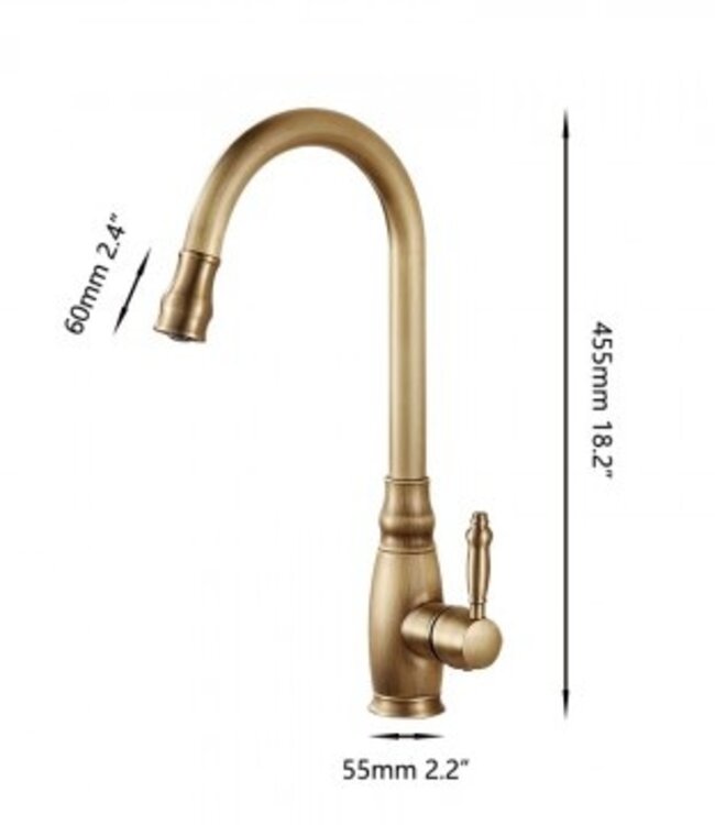 Rene Houtman Nostalgische Mengkraan | Antiek Brons Met Uittrekbare Kop