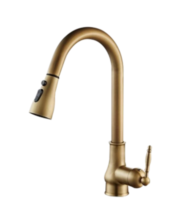 Rene Houtman Nostalgische Mengkraan | Antiek Brons Met Uittrekbare Sproeikop