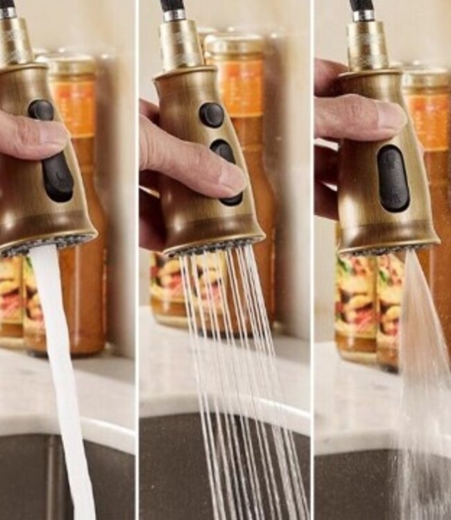 Rene Houtman Klassieke Mengkraan | Antiek Brons Met Uittrekbare Kop