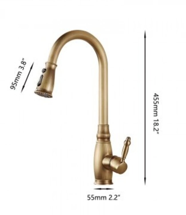 Rene Houtman Klassieke Mengkraan | Antiek Brons Met Uittrekbare Kop