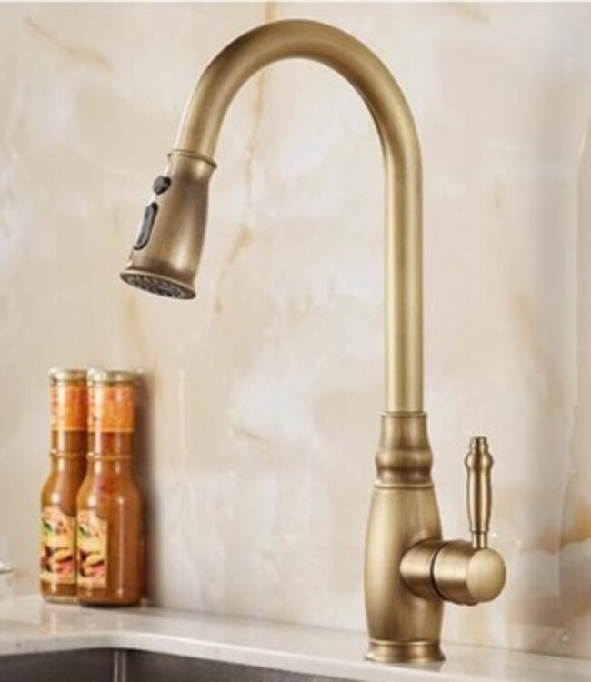 Rene Houtman Klassieke Mengkraan | Antiek Brons Met Uittrekbare Kop