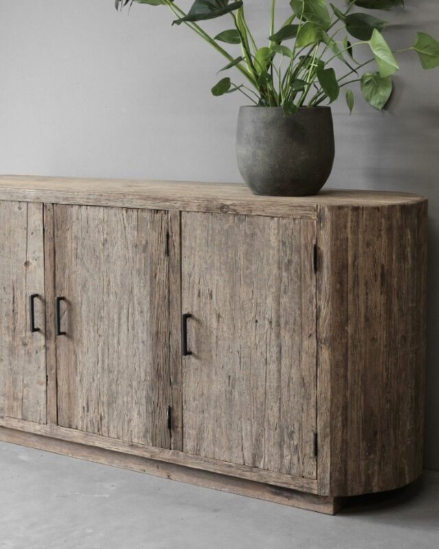 Be-Uniq Dressoir | Oud Hout | Ovaal | H85 x B175 x D45 cm
