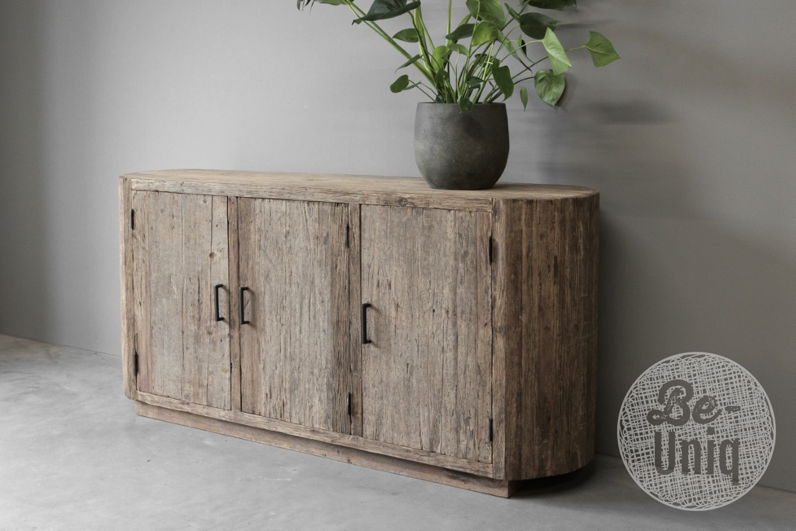 Be-Uniq Dressoir | Oud Hout | Ovaal | H85 x B175 x D45 cm