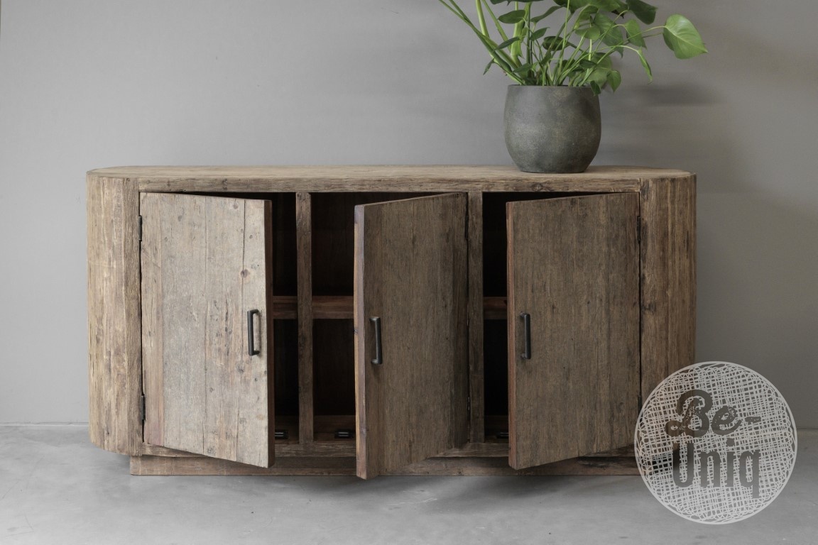 Be-Uniq Dressoir | Oud Hout | Ovaal | H85 x B175 x D45 cm