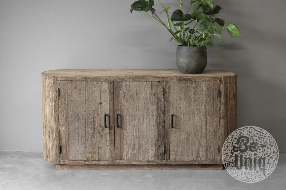 Be-Uniq Dressoir | Oud Hout | Ovaal | H85 x B175 x D45 cm