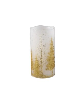 PTMD LED kaars Met Print | Goud | L | H15 x D7,5 cm