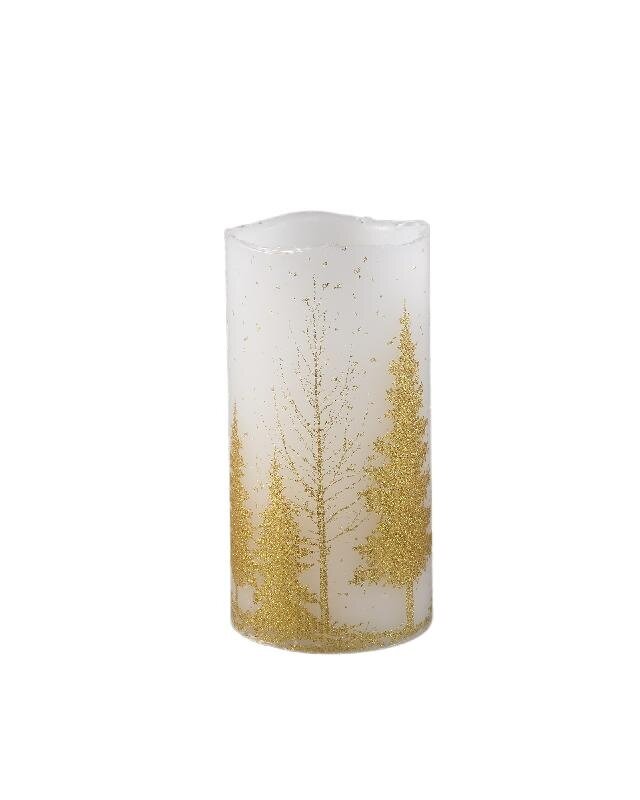 PTMD LED kaars Met Print | Goud | L | H15 x D7,5 cm