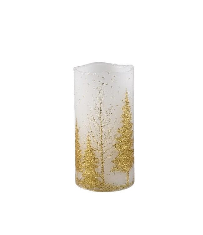 PTMD LED kaars Met Print | Goud | L | H15 x D7,5 cm