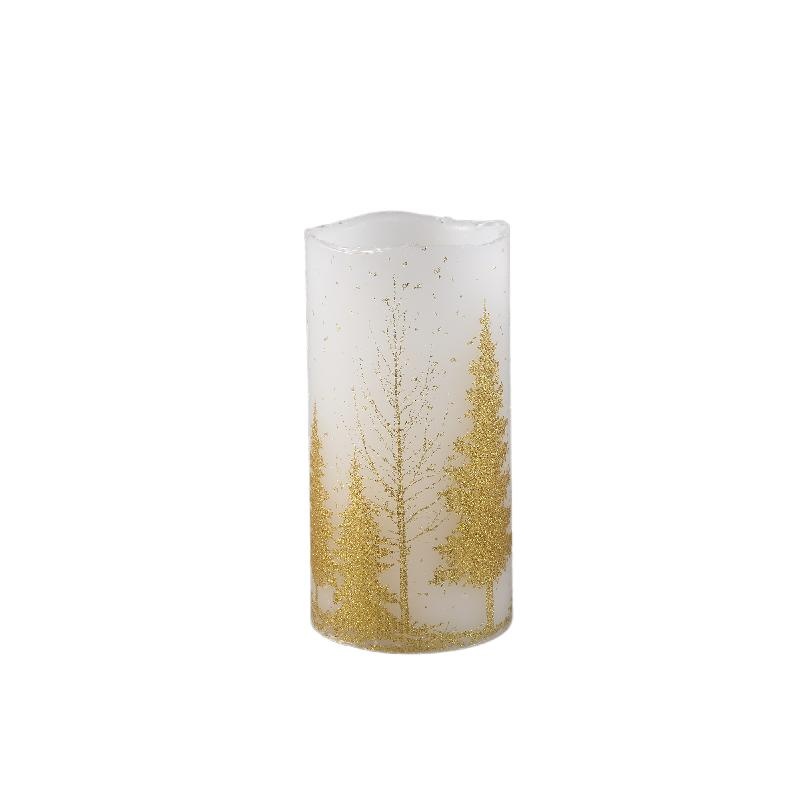 PTMD LED kaars Met Print | Goud | L | H15 x D7,5 cm