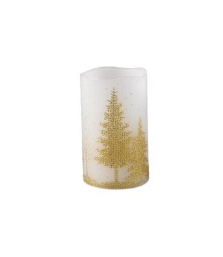 PTMD LED kaars Met Print | Goud | M | H12,5 x D7,5 cm