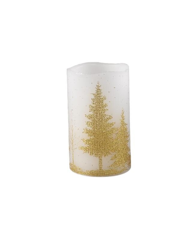PTMD LED kaars Met Print | Goud | M | H12,5 x D7,5 cm