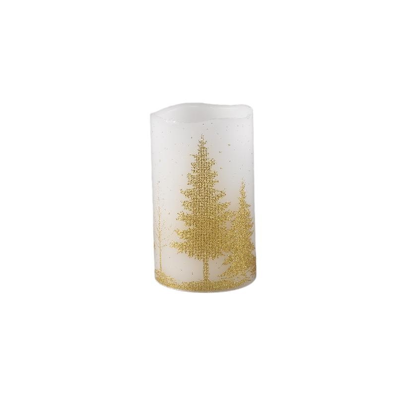 PTMD LED kaars Met Print | Goud | M | H12,5 x D7,5 cm