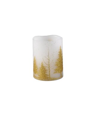 PTMD LED kaars Met Print | Goud | S | H10 x D7,5 cm