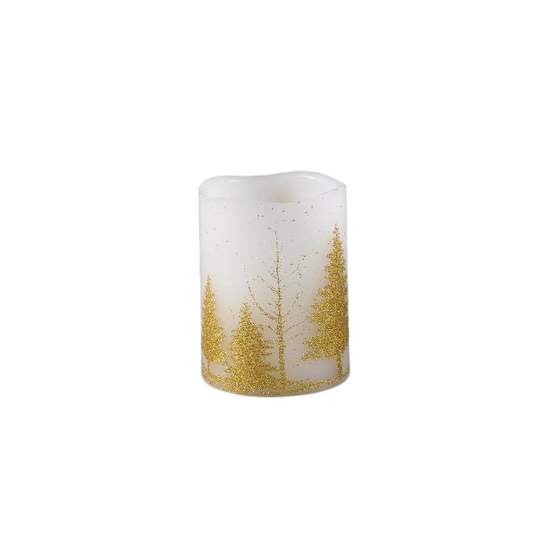 PTMD LED kaars Met Print | Goud | S | H10 x D7,5 cm