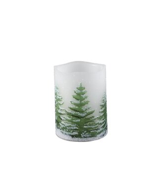 PTMD D kaars Met Print | Groen | S | H10 x D7,5 cm