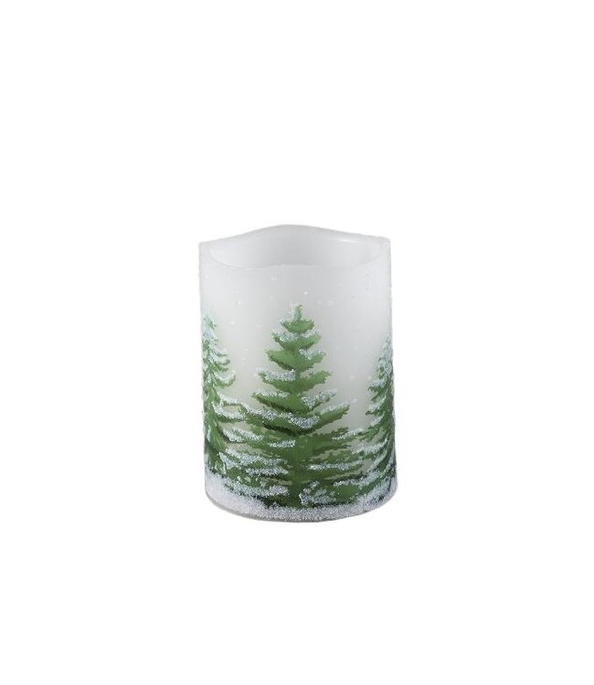 PTMD D kaars Met Print | Groen | S | H10 x D7,5 cm