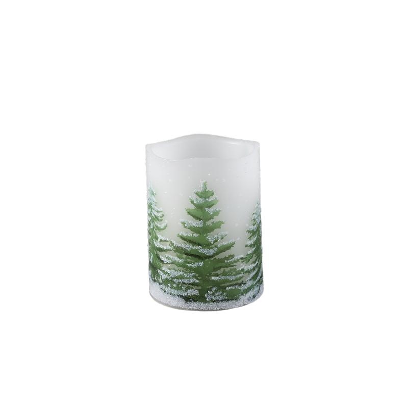 PTMD D kaars Met Print | Groen | S | H10 x D7,5 cm