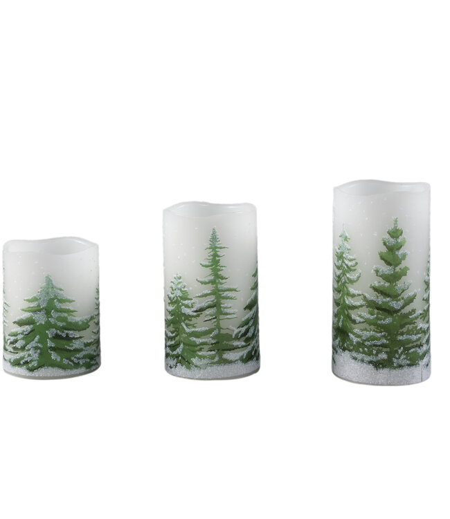 PTMD D kaars Met Print | Groen | S | H10 x D7,5 cm