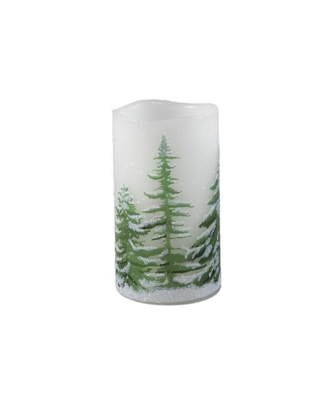 PTMD LED kaars Met Print | Groen | M | H12,5 x D7,5 cm