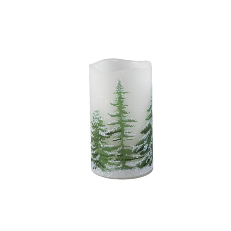 PTMD LED kaars Met Print | Groen | M | H12,5 x D7,5 cm