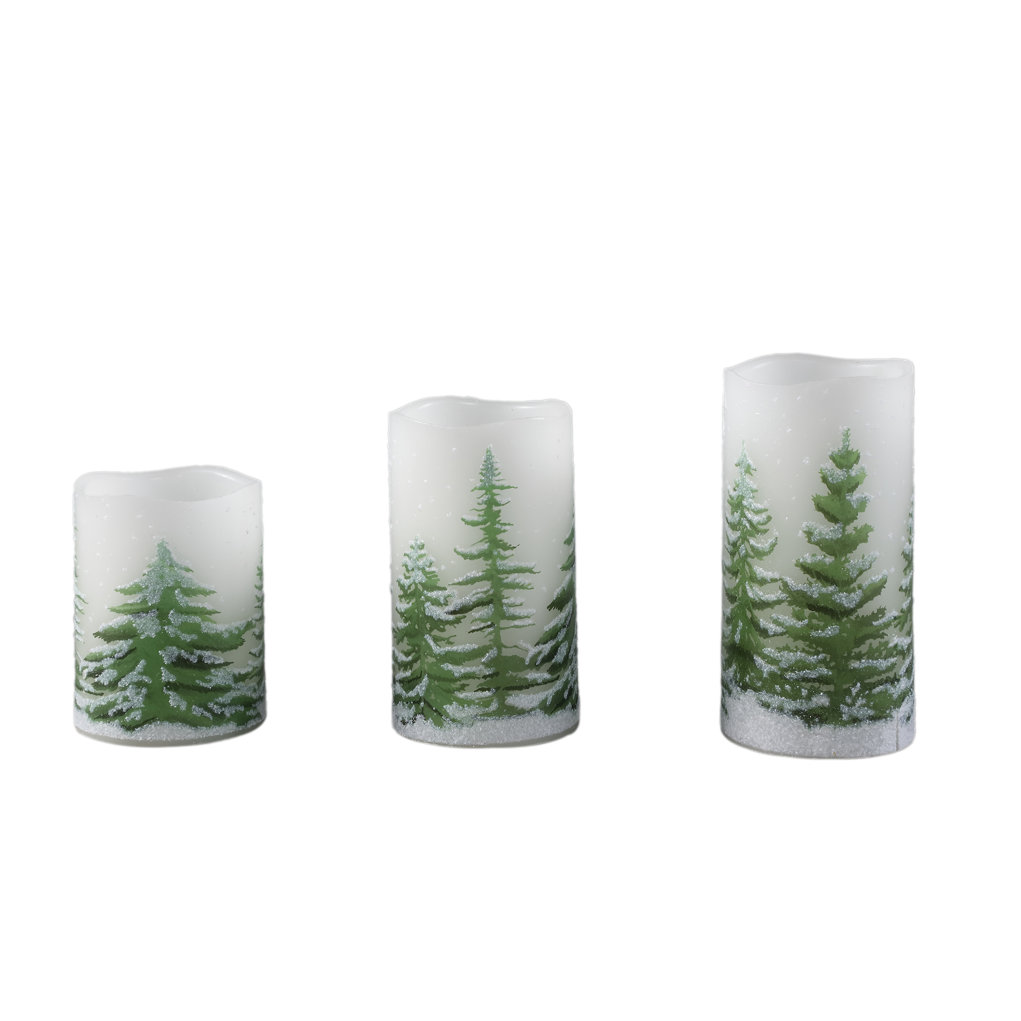 PTMD LED kaars Met Print | Groen | L | H15 x D7,5 cm