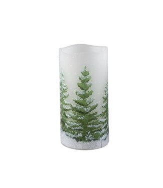 PTMD LED kaars Met Print | Groen | L | H15 x D7,5 cm