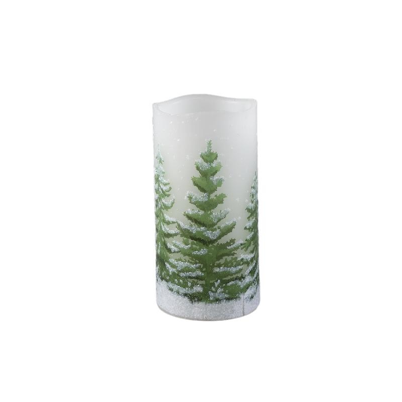 PTMD LED kaars Met Print | Groen | L | H15 x D7,5 cm