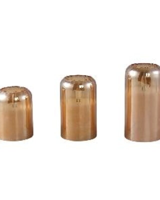 PTMD Glazen LED Kaars | Amber | L | H15 x D7,5 cm