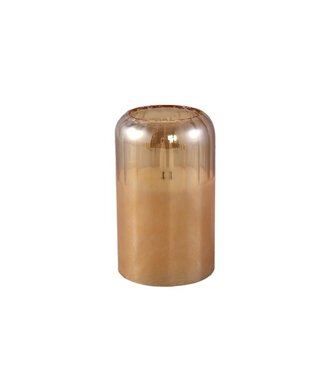 PTMD Glazen LED Kaars | Amber | M | H12,5 x D7,5 cm
