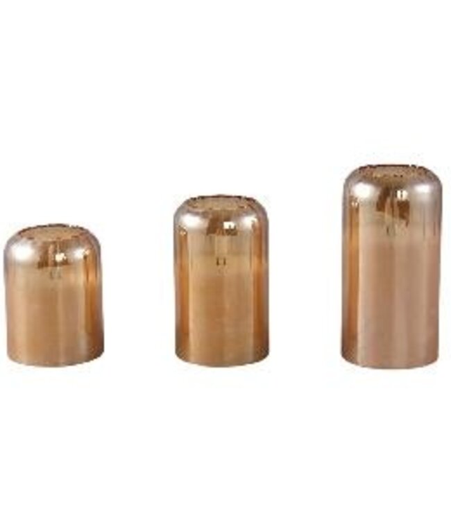 PTMD Glazen LED Kaars | Amber | S | H10 x D7,5 cm