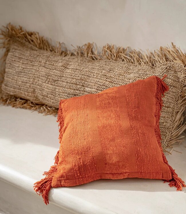 Bazar Bizar De Raffia Kussenhoes Rechthoekig - Natuurlijk - 35x100"