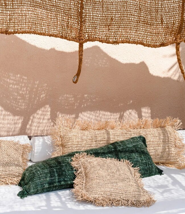 Bazar Bizar De Raffia Kussenhoes Rechthoekig - Natuurlijk - 35x100"