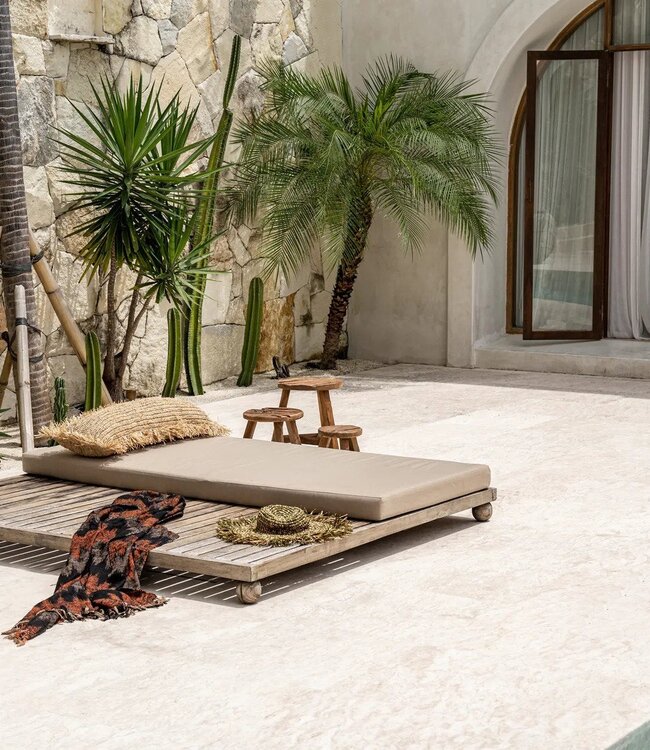 Bazar Bizar De Raffia Kussenhoes Rechthoekig - Natuurlijk - 35x100"