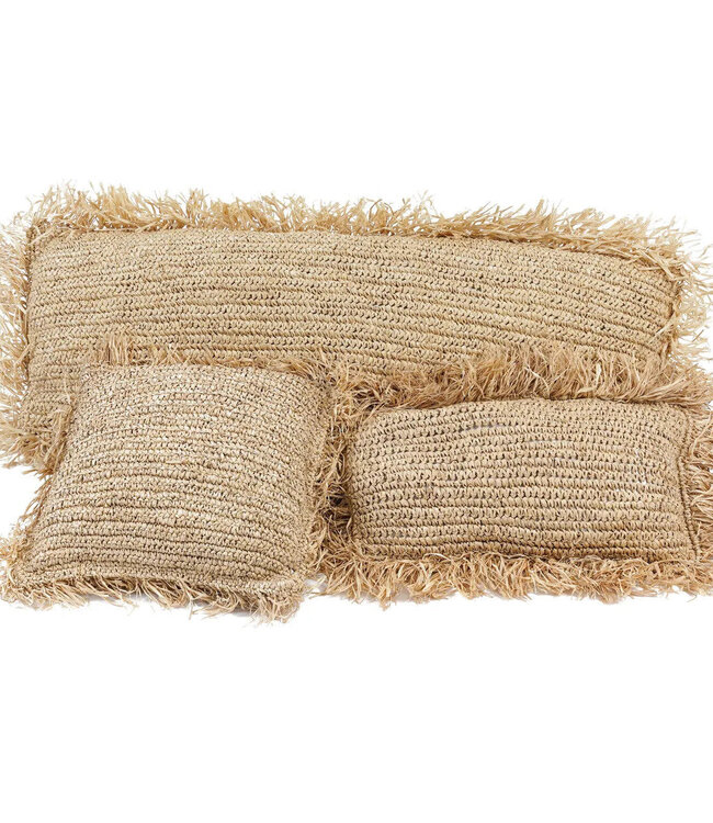 Bazar Bizar De Raffia Kussenhoes Rechthoekig - Natuurlijk - 35x100"