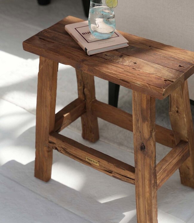 Bazar Bizar De Fab Rustieke Kruk - Natuurlijk - 50x22x50 cm