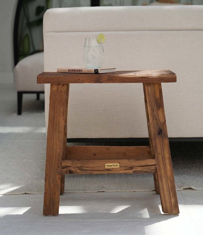 Bazar Bizar De Fab Rustieke Kruk - Natuurlijk - 50x22x50 cm