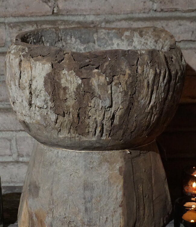 Rene Houtman Authentieke Houten Vijzel | H38 x B33 cm