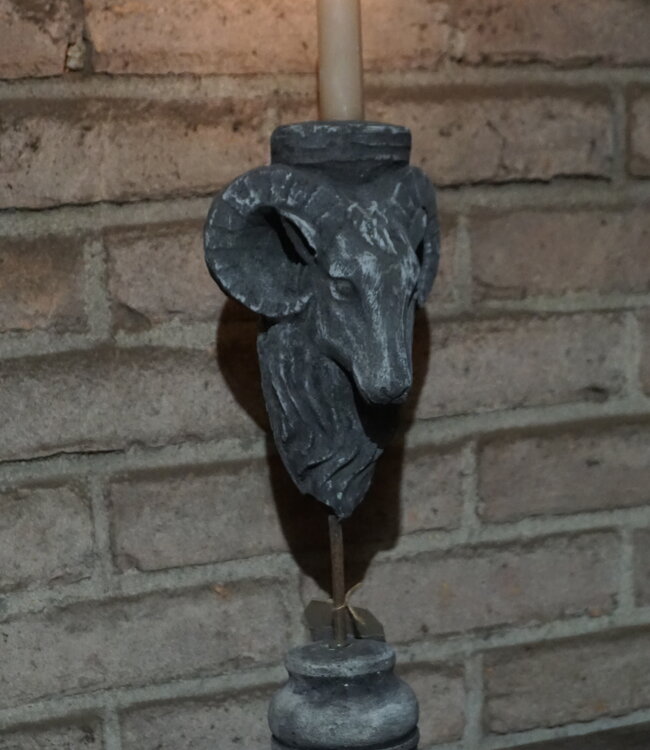 Rene Houtman Ramskop Op Poot Met Kaarsenhouder | H36xB10xD10 cm