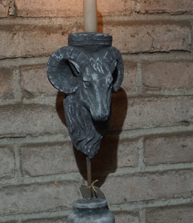 Rene Houtman Ramskop Op Poot Met Kaarsenhouder | H36xB10xD10 cm