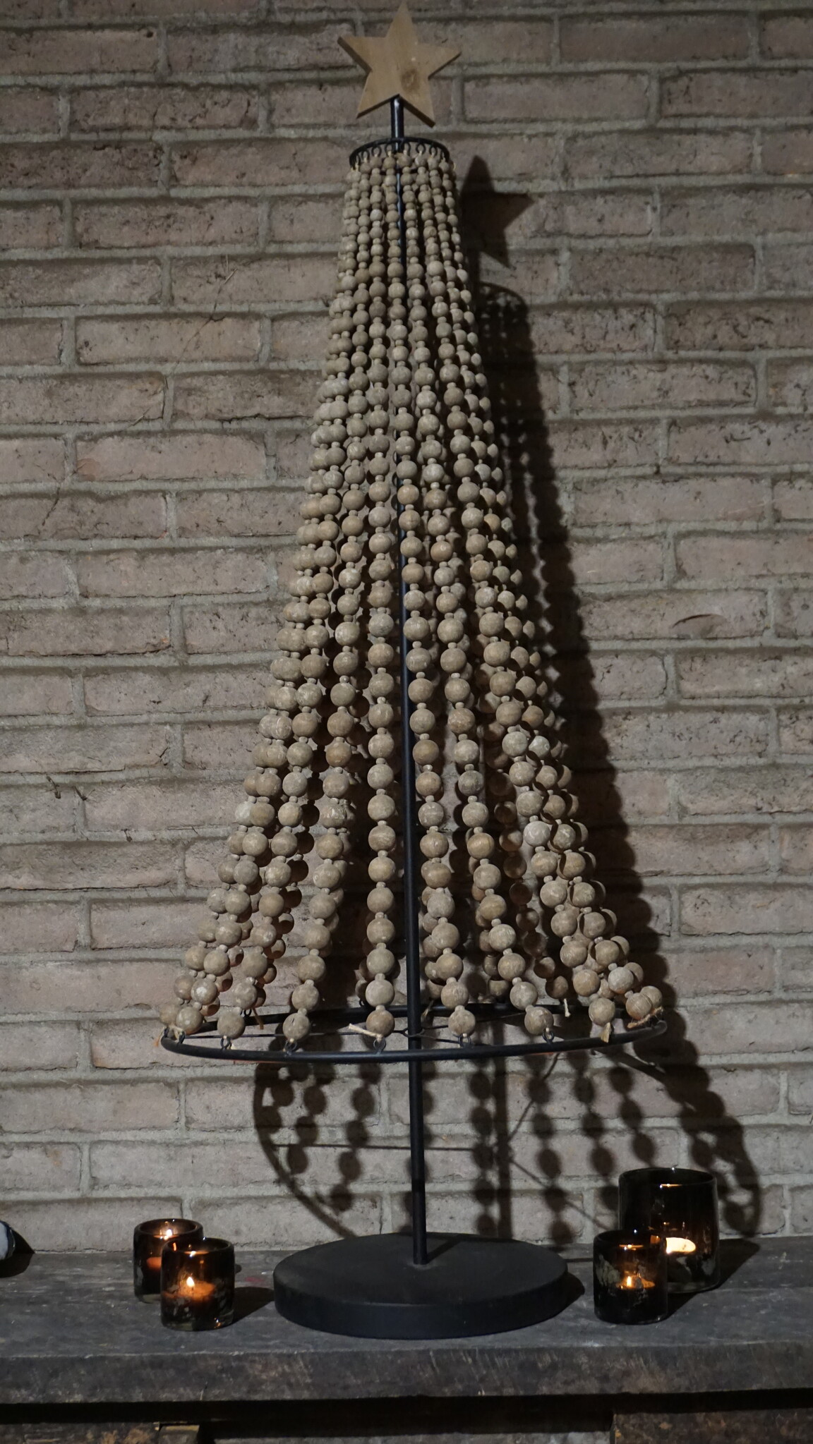 Rene Houtman Houten Kerstboom | Kralen | H130 x D50 cm
