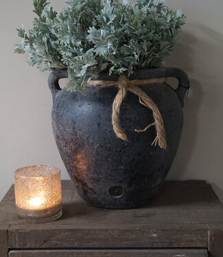 Brynxz Plantenbak Twee Oren Met Touw Basalt | H33xB31 cm